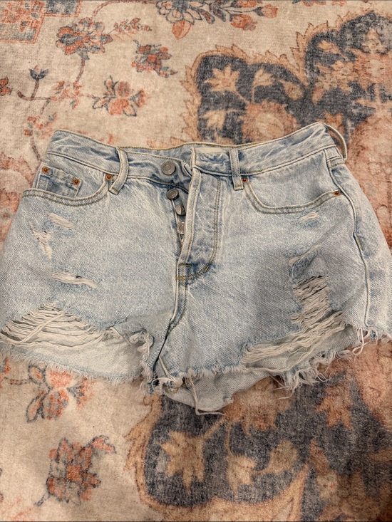 PacSun Pants - PacSun Light Blue Distressed High-Rise Denim Shorts